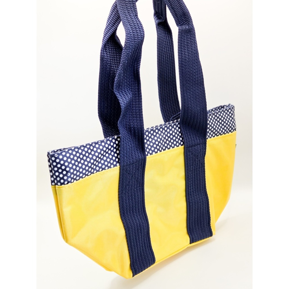 Joe Boxer Mini Spring Summer Zip Tote Yellow Blue Polka Dots Max Loud Y2K - Picture 4 of 9